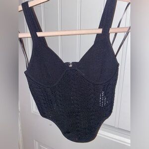Garage Black Crochet Corset Top | SIZE: S